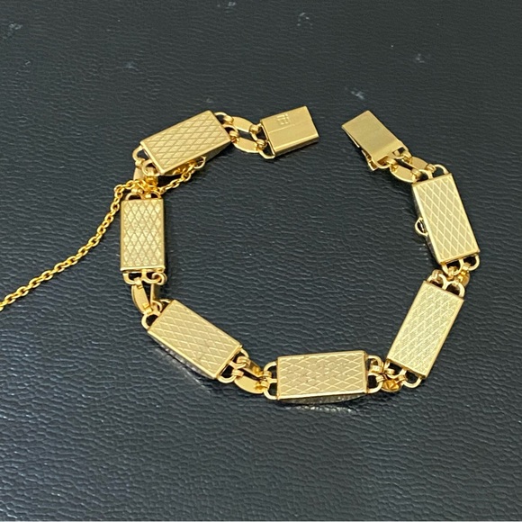 Vintage Damascene Gold-tone Enameled Birds & Flowers Link 8” Bracelet 16.3g - Picture 7 of 15